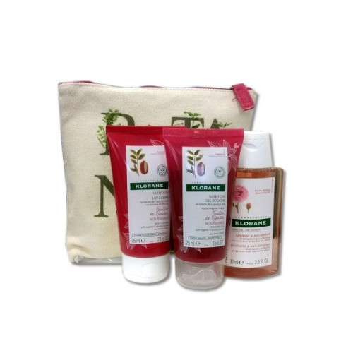 Klorane Travel Set Shampoo with Peony Shower Gel and Body Lotion with Fig