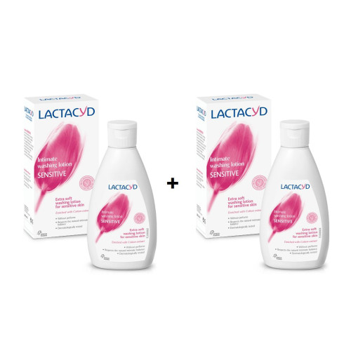 Lactacyd Sensitive Promo Set 1+1 Intimate Delicate Cleansing Lotion for Discomfort 2 x 6.76 fl oz (200 ml)