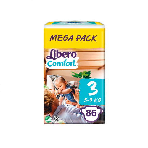 Libero Comfort 3 Midi Diapers for Babies and Children 11-19.8 lb (5-9 kg) 86 pcs