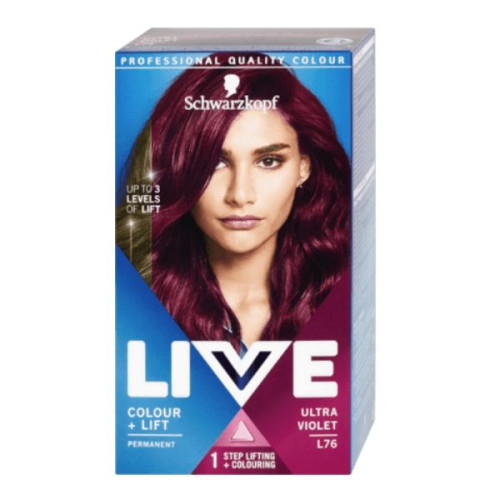 Live Intense Color Hair Dye Lasting Up to 15 Washes Color L76 Ultra Violet