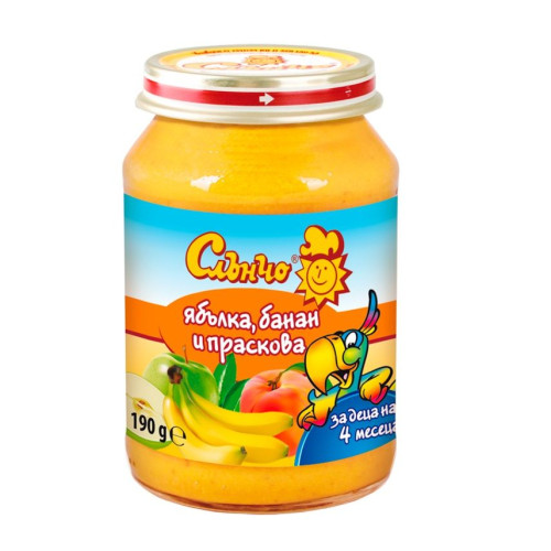 Slancho Apple Banana and Peach Puree for Children 4+ Months 6.7 oz (190 g)