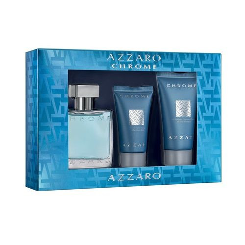 Azzaro Chrome Promo Set for Men Eau De Toilette Aftershave and Shower Gel