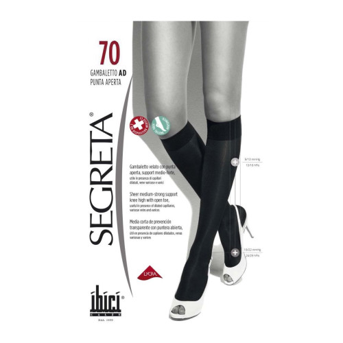 Segreta Gambaletto Ad 70 Women's open-toe Socks with Medium Compression Color Nero Size 4 1 pc