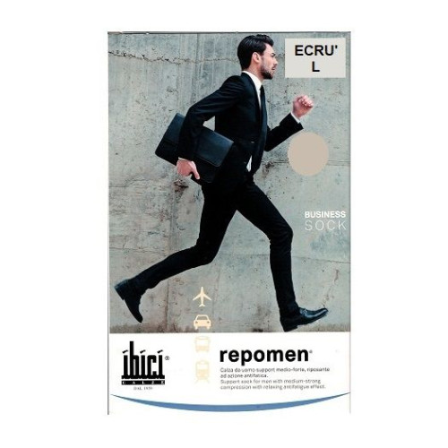 Ibici Repomen Business Sock Elastic Men's Socks for Varicose Veins with Medium Compression Color Ecru Size L 1 pc