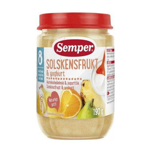 Semper Puree Southern Fruits with Yogurt for Children 8+ Months 6.7 oz (190 g) - 9521