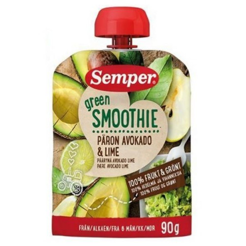 Semper Green Smoothie with Pear Avocado and Lime for Children 6+ Months 3.17 oz (90 g) - 9704