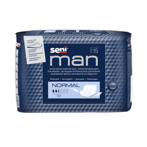 Seni Man Normal Urological Pads for Men with Light Incontinence 15 pcs