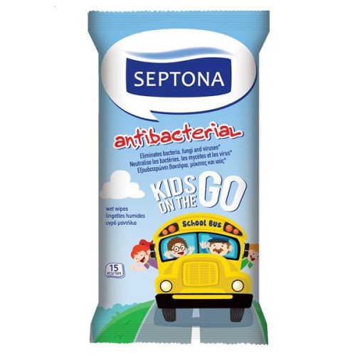 Septona Kids Antibacterial Wet Wipes for Children 15 pcs