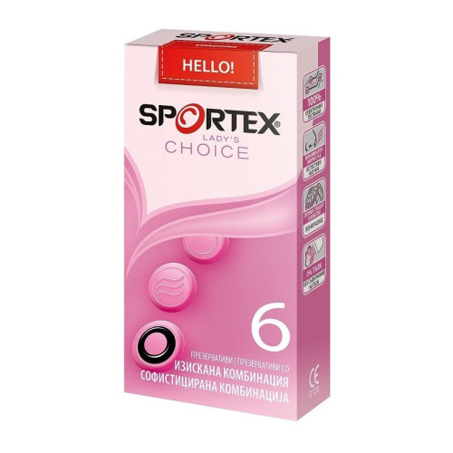 Sportex Lady's Choice Combination of 3 Types of Condoms 6 pcs