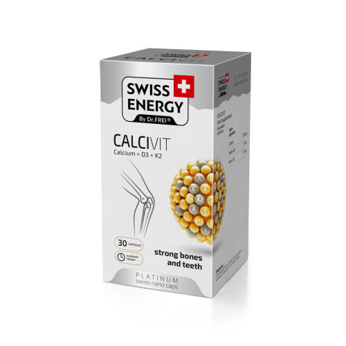 Swiss Energy Calcivit Calcium with D3 and K2 for Healthy and Strong Bones Joints and Teeth 30 Capsules