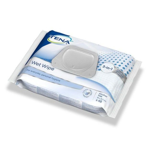 Tena 3-in-1 Wet Wipes with a Light and Pleasant Scent 48 pcs