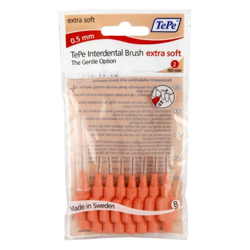 Tepe Interdental Brush Soft Interdental Brushes for Sensitive Teeth Size 0.02" (0.5 mm) 8 pcs