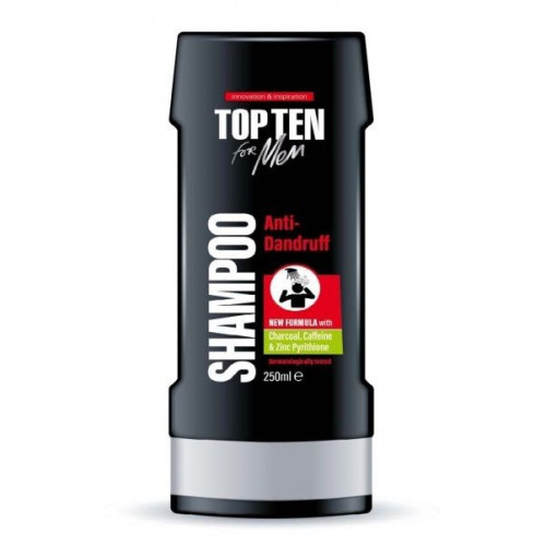 Top Ten Anti-Dandruff Shampoo for Men with Activated Charcoal and Caffeine 8.45 fl oz (250 ml)