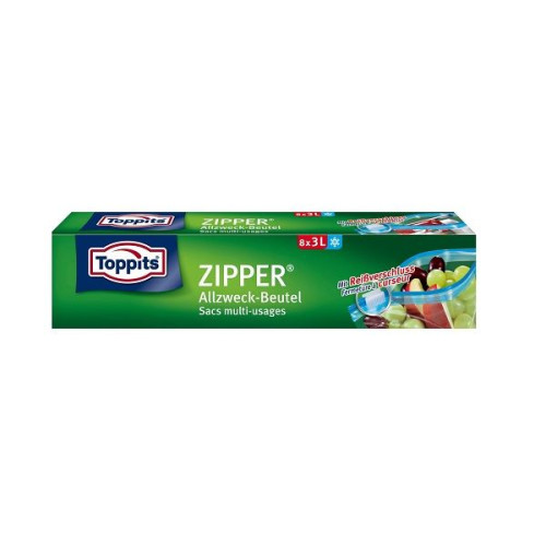 Toppits Zipper Multifunctional Bag with Zipper 101.44 fl oz (3000 ml) 8 pcs