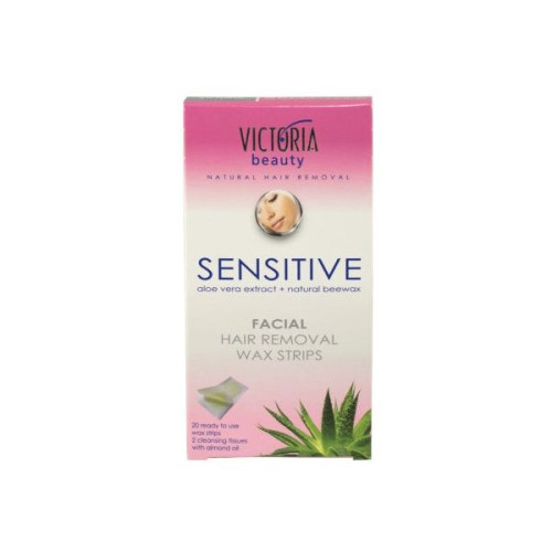 Victoria Sensitive Facial Hair Removal Strips for Sensitive Skin with Aloe Vera 20 pcs