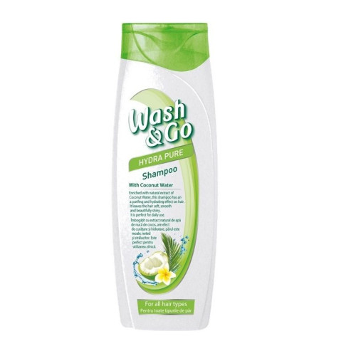 Wash & Go Hydra Pure Shampoo for All Hair Types with Coconut Water Extract 13.53 fl oz (400 ml)