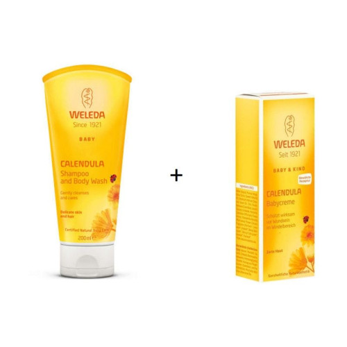 Weleda Baby Calendula Promo Set for Babies 2-in-1 Shower Gel and Shampoo + Diaper Rash Cream