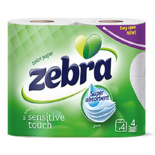 Zebra Sensitive Touch Toilet Paper 4 Rolls