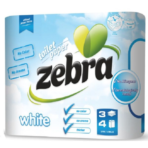 Zebra White Toilet Paper 4 Rolls