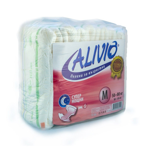 Alivio Super Night Diapers for Adults 110.2-176.4 lb (50-80 kg) Size M 10 pcs