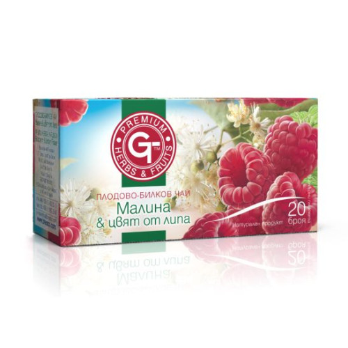 GT Fruit Herbal Tea with Raspberry and Linden Blossom for Daily Use 0.05 oz (1.5 g) 20 Filter Bags