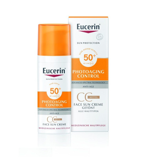 Eucerin CC Tinted Sun Face Tinted Sun Protection CC cream for Sensitive Skin SPF 50+ 1.69 fl oz (50 ml)
