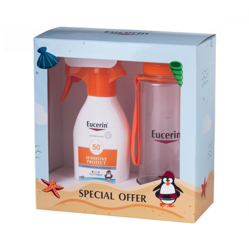 Eucerin Promo Set for Children High Protection Sunscreen Spray SPF 50+ with Pump + Water Bottle