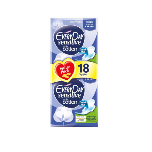 Everyday Sensitive Super Ultra Plus Sanitary Pads 18 pcs