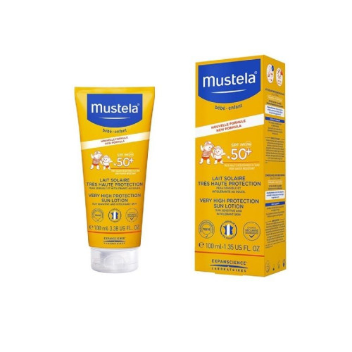 Mustela Natural Sunscreen Lotion for Babies and Children for Face and Body SPF 50+ 3.38 fl oz (100 ml)