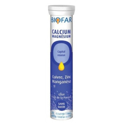 Biofar Calcium and Magnesium for Healthy Bones and Teeth 20 Effervescent Tablets