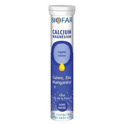 Biofar Calcium and Magnesium for Healthy Bones and Teeth 20 Effervescent Tablets