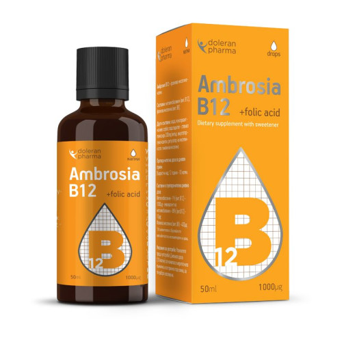 Doleran Pharma Ambrosia Vitamin B12 + Folic Acid for the Nervous System 1000 mcg 1.69 fl oz (50 ml)