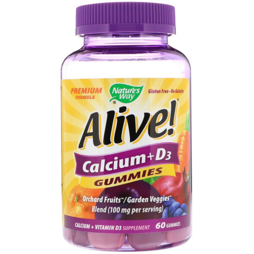 Nature's Way Alive Calcium + Vitamin D3 Multivitamins for Healthy Bones and Teeth 60 Chewable Tablets