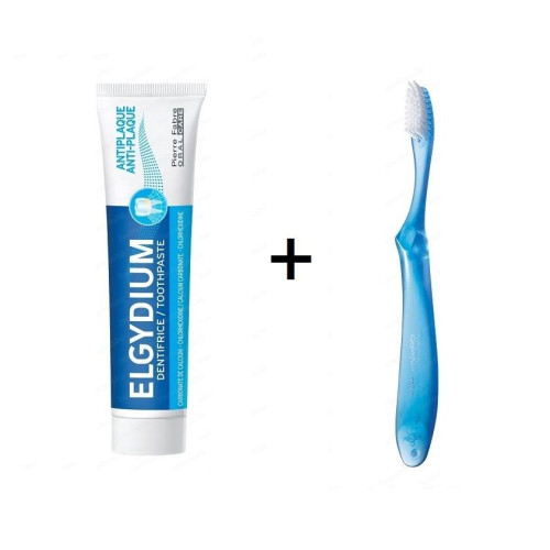 Elgydium Anti-Plaque and Creation Promo Set Anti-Plaque Toothpaste + Medium Toothbrush for Plaque Removal
