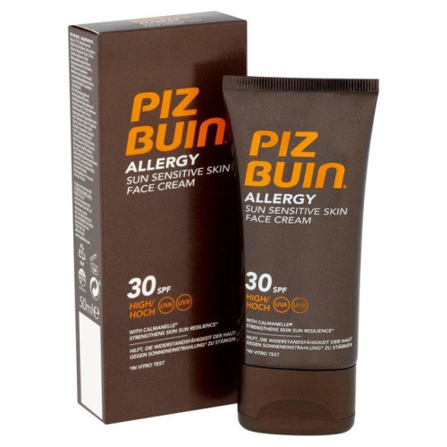 Piz Buin Allergy Face Cream Sunscreen Cream for the Face with Vitamins for Sensitive Skin SPF 30+ 1.69 fl oz (50 ml)