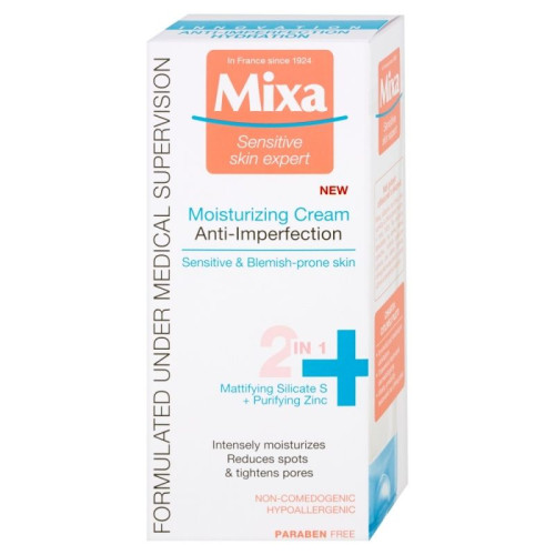 Mixa Sensitive Anti-Imperfections Face Cream for Imperfections for Radiant Skin 1.69 fl oz (50 ml)