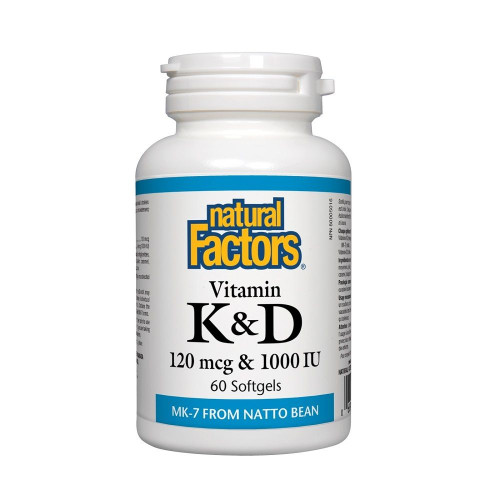 Natural Factors Vitamin K2 + D for Osteoporosis Healthy Bones and Teeth 60 Capsules