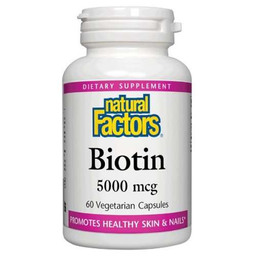 Natural Factors Biotin Vegan Capsules for Shiny Hair Skin and Nails 60 Capsules
