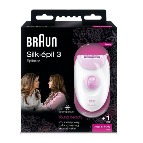 Braun Silk Epil 3 3380 Epilator with Cooling Glove + 2 Massage Rollers 1 pc