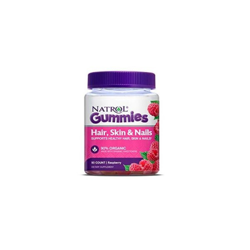 Natrol Gummies Hair Skin Nails Supports and Strengthens Hair Skin and Nails Raspberry Flavor 90 Chewable Tablets