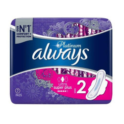 Always Platinum Ultra Super+ Night Cotton Sanitary Pads for High Protection 7 pcs