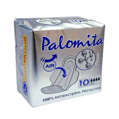 Palomita Silver Sanitary Pads with Silver Lons and Antibacterial Protection 10 pcs