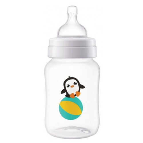 Philips Avent Anti-Colic Bottle with Classic Slow 2-hole Teat 1+ Months Penguin 8.79 fl oz (260 ml)