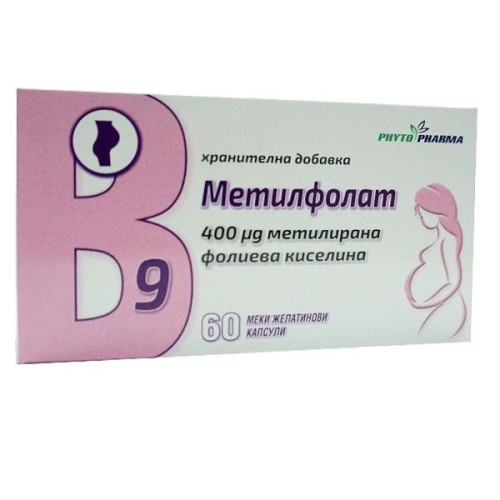Phytopharma Methylfolate Methylated Folic Acid During Pregnancy 400 mcg 60 Capsules