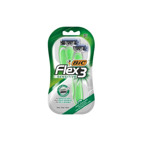 Bic Flex 3 Sensitive Men's Razor with 3 Blades for Multiple Use 3 pcs