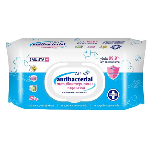 Agiva Antibacterial Wet Wipes Blue 72 pcs