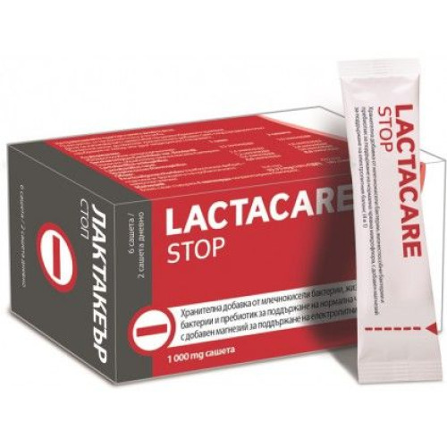 Actavis Lactacare Stop Synbiotic (probiotic + Prebiotic) + Magnesium Quick Relief for Diarrhea 1000 mg 6 Sachets