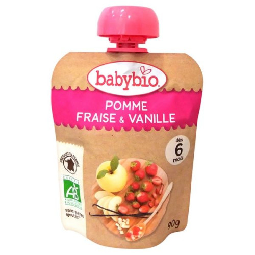 Babybio Fruit Mousse with Apples Strawberries and Vanilla 3.17 oz (90 g)