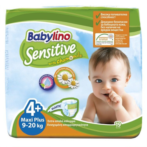 Babylino Sensitive 4+ Maxi Plus Diapers 19.8-44 lb (9-20 kg) 19 pcs