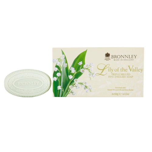 Bronnley Lily of the Valley Luxury Soap with Lily of the Valley Fragrance 3.53 oz (100 g) 3 pcs